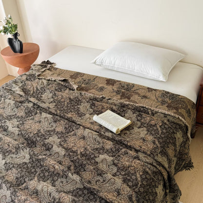 Übergroße Jacquard-Patchwork-Blumen-gewebte Wurfdecke mit francomierten Kanten