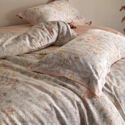 Luxuriöses Satin-Bettwäsche-Set mit floralem und Beerenmotiv