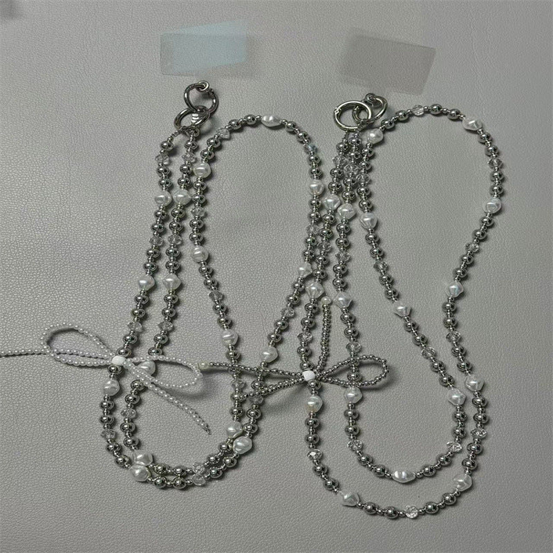 Elegante Perlen- und Silberperlen-Halskette Brehn