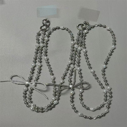 Elegante Perlen- und Silberperlen-Halskette Brehn