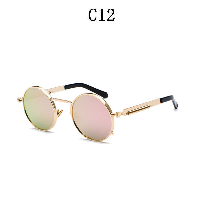 Damen Runde Metall-Sonnenbrille mit verspiegelten Gläsern Brehn