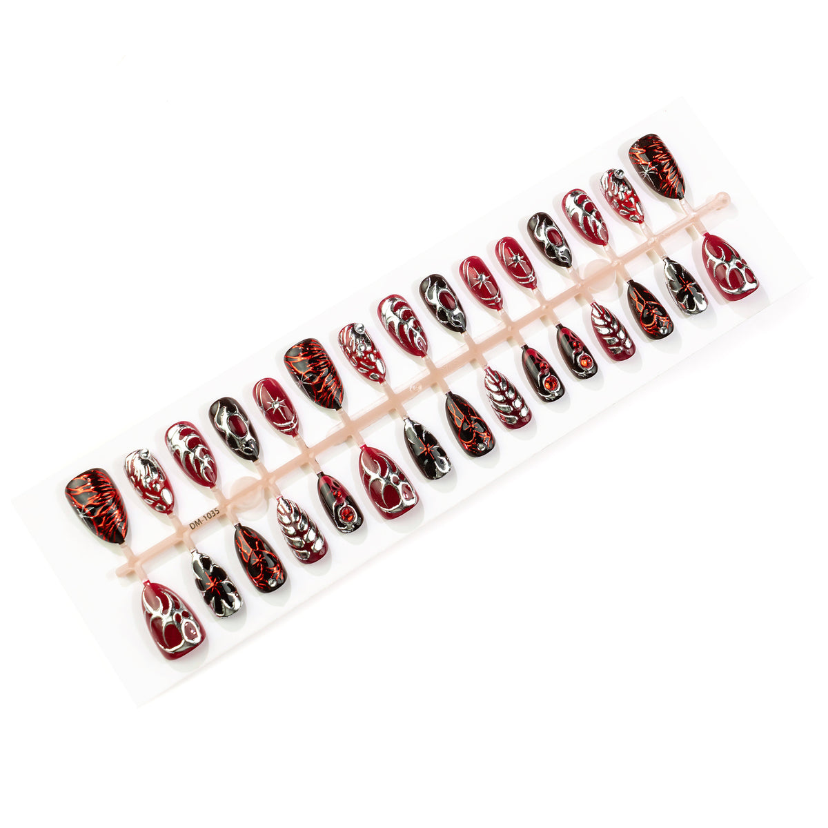 Metallic Flame Design Press-On Nail Art
