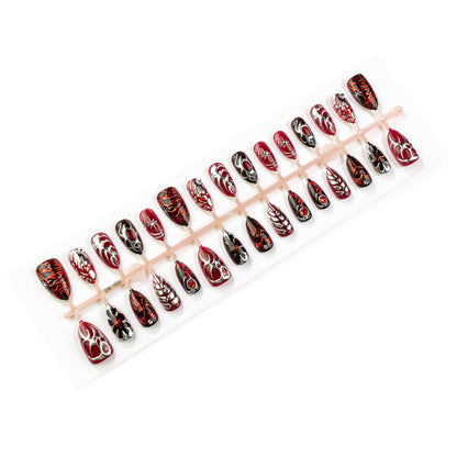 Metallic Flame Design Press-On Nail Art