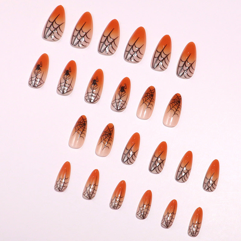 Halloween-Themen Stiletto Press-On Nägel mit Spinnennetz-Design Brehn