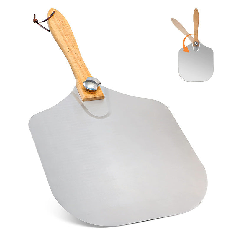 professionelles Pizzaschieber-Set mit klappbarem Edelstahlschaufel ergonomischem Holzgriff Pizzaschneider Rocker und Teigschaber Brehn