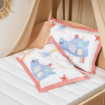 Dekoratives Baumwollkissenbezug-Set mit Cartoon-Tierdruck und Satinrand