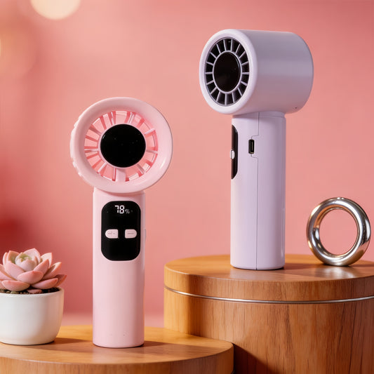 Damen tragbarer Handventilator mit digitaler Geschwindigkeitsanzeige und ergonomischem Design Brehn