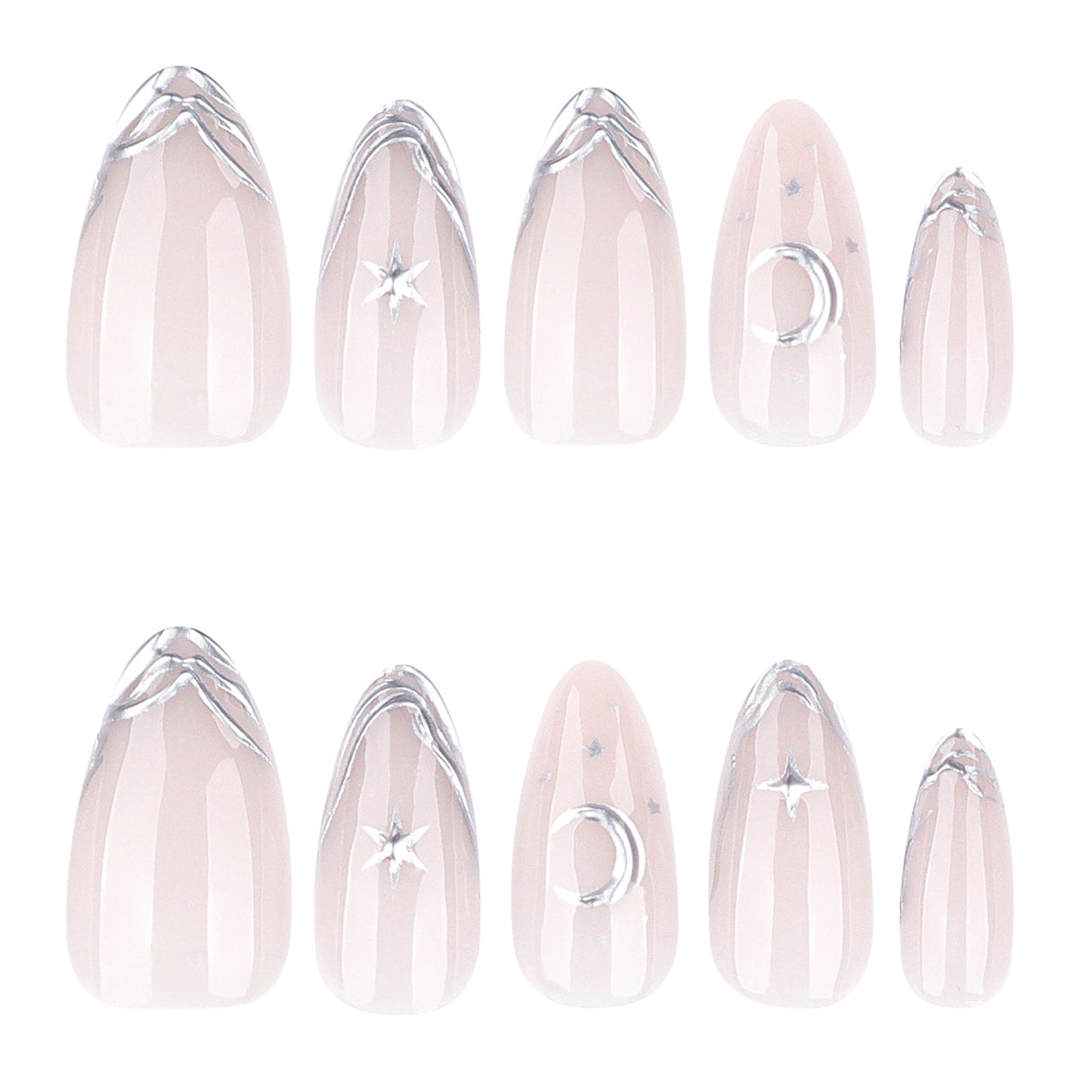Elegante Nagelkunst mit Mond- und Sternmotiven Brehn