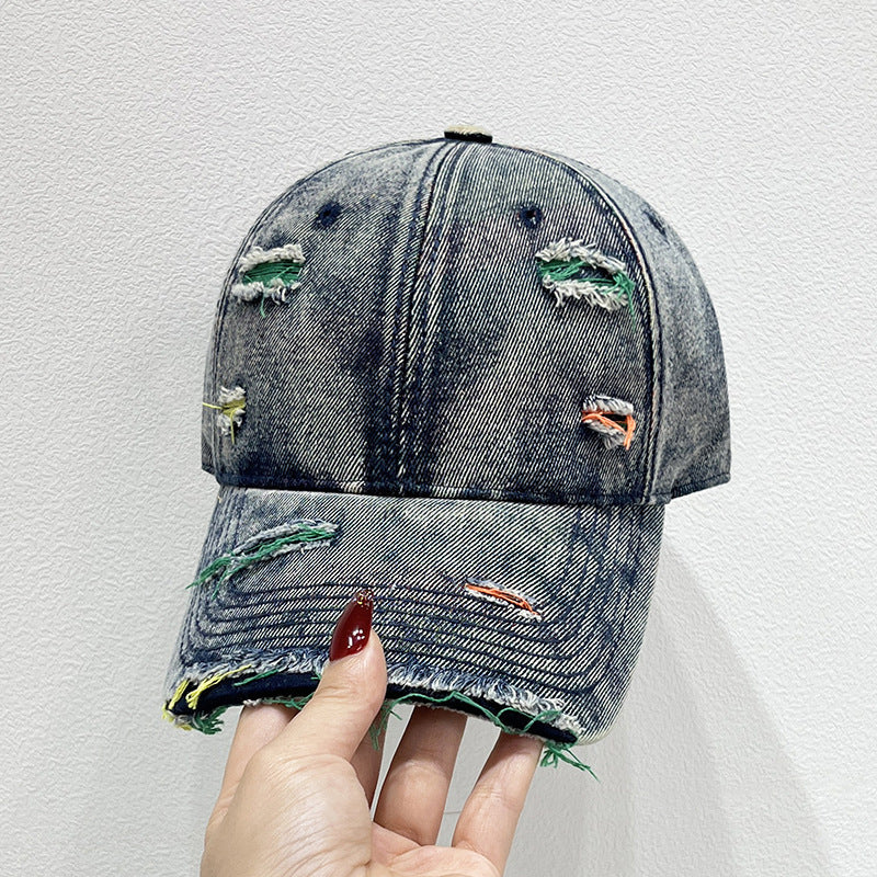 Damen Zerrissene Denim Baseball Cap Brehn 1784084142