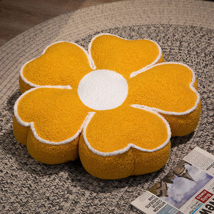 Gepolstertes Sitzkissen in Blumenform mit Kunstleder‑Mittelstück und flauschiger Randpolsterung