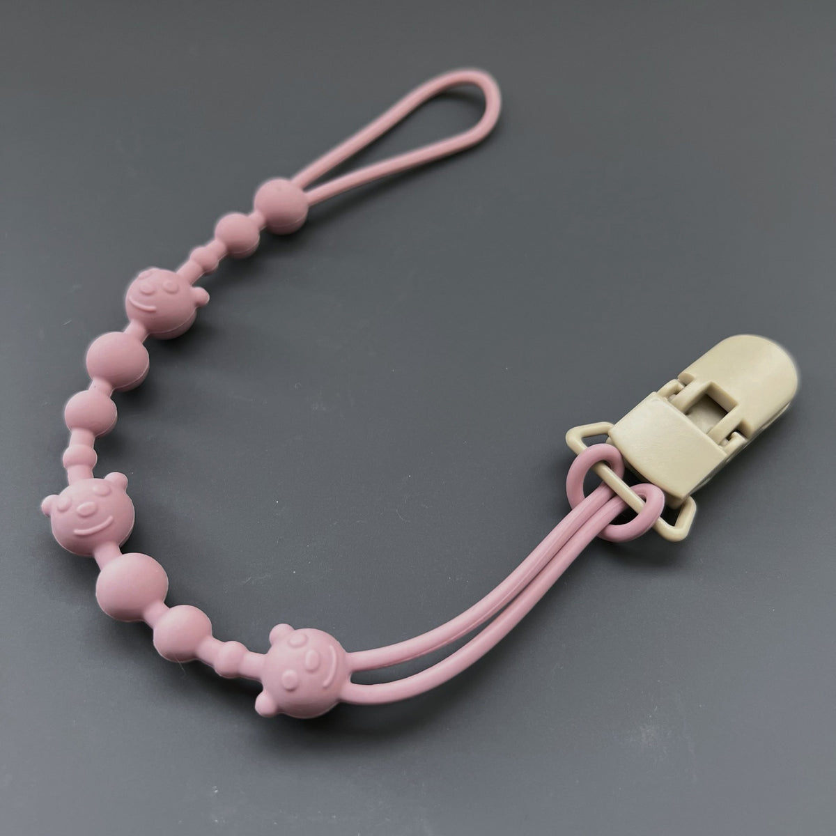 Baby Silikonperlen Beißring Schnullerclip mit Holz Sicherheitsclip
