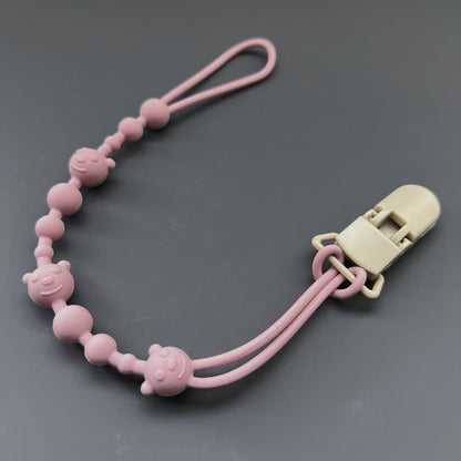 Baby Silikonperlen Beißring Schnullerclip mit Holz Sicherheitsclip