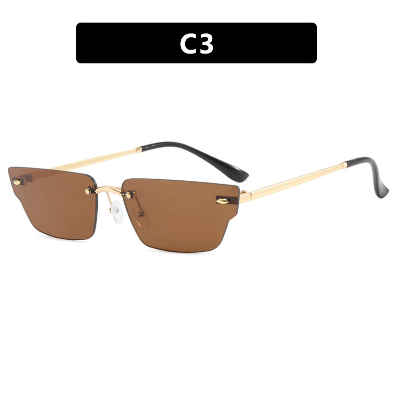 Damen geometrische Sonnenbrille mit filigranem Rahmen und transparenten Gläsern Brehn