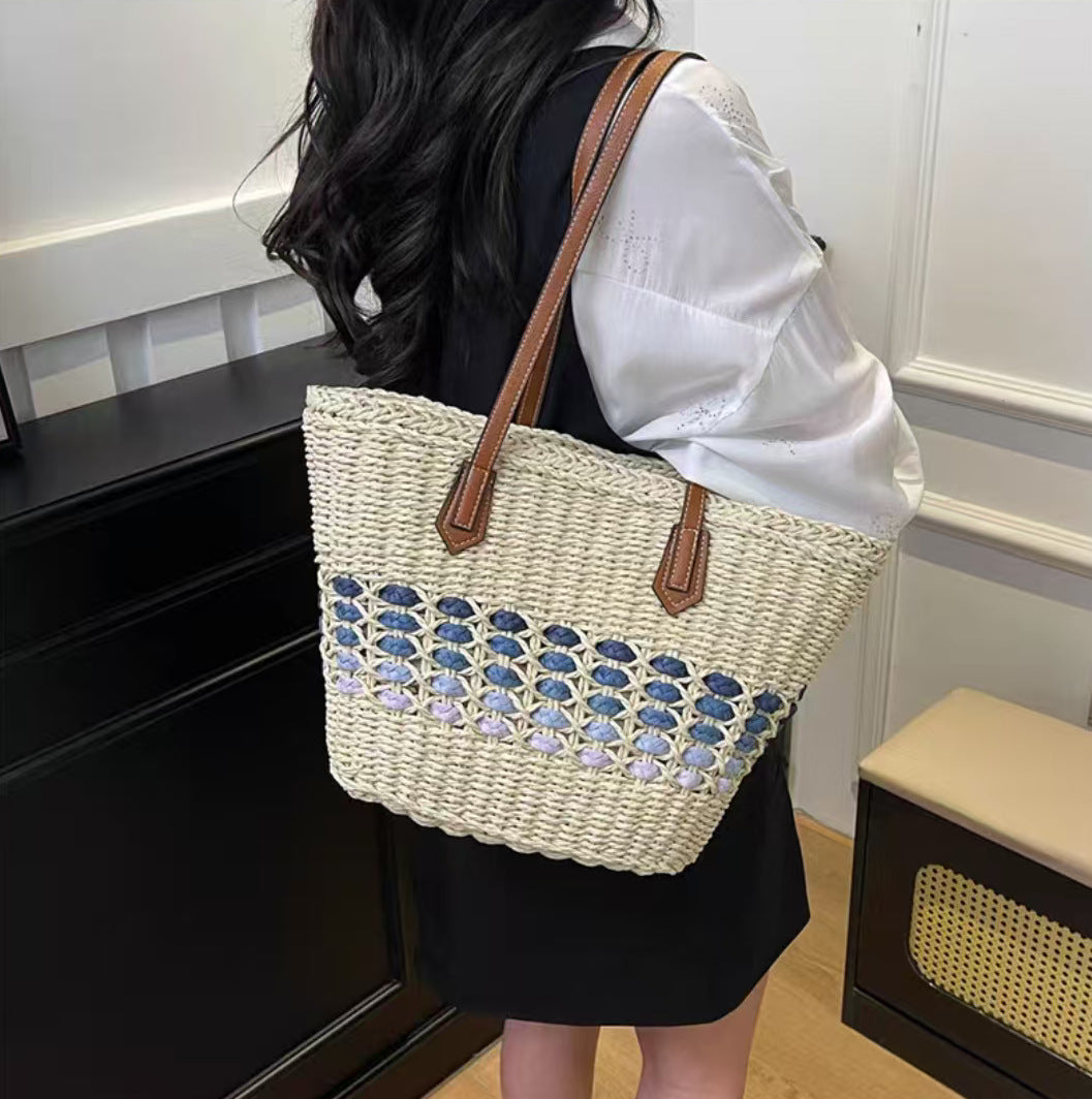 Geflochtene Handtasche mit Elegantem Lederbesatz Brehn