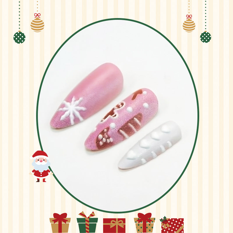 Kunstnagelset mit festlichen Weihnachtsdesigns und eleganten Verzierungen Brehn