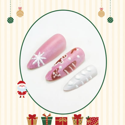 Kunstnagelset mit festlichen Weihnachtsdesigns und eleganten Verzierungen Brehn