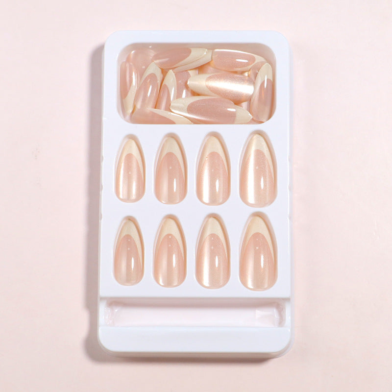 Glänzendes Langes Mandel-förmiges Press-On Nail Set Brehn