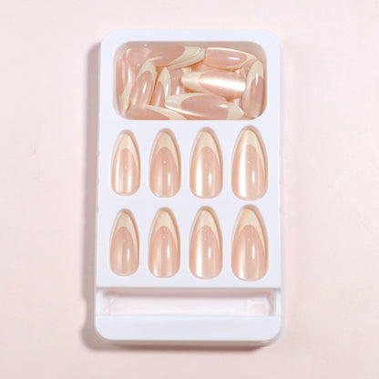 Glänzendes Langes Mandel-förmiges Press-On Nail Set Brehn