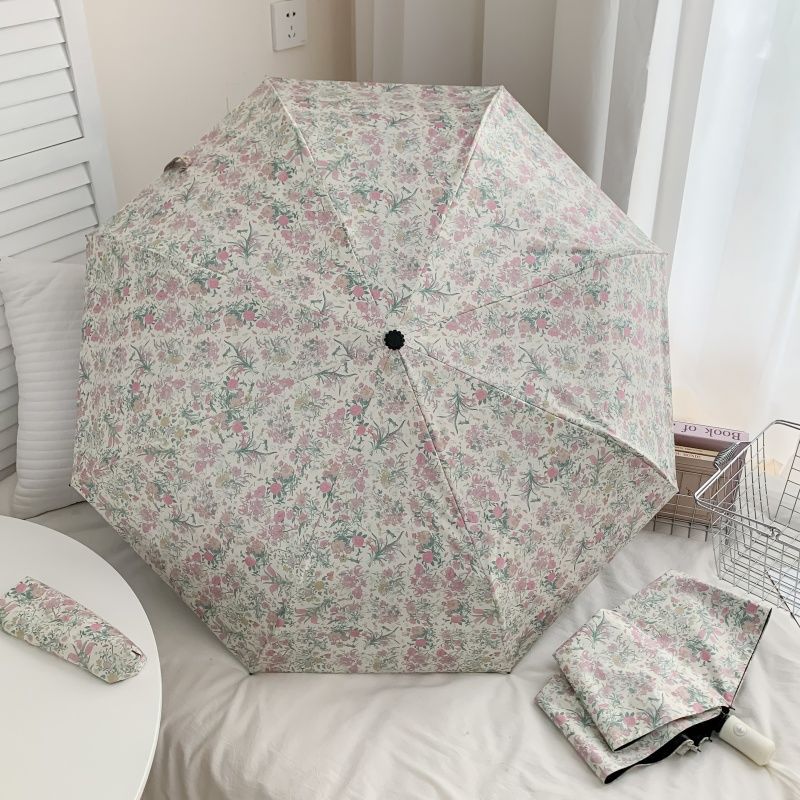 Damen Faltbarer Regenschirm mit detailliertem Blumenmuster Brehn