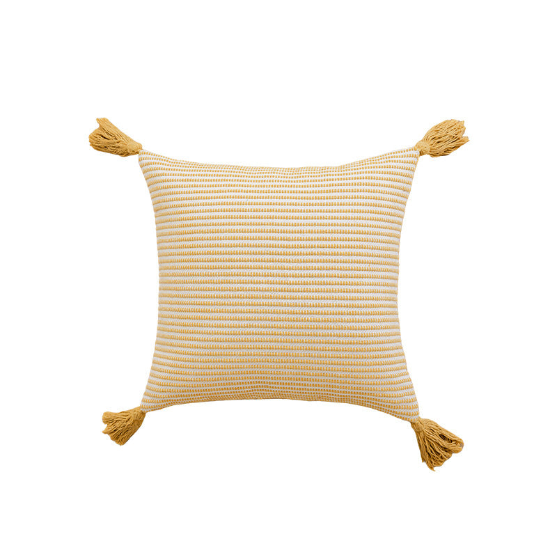 Worn Fringe Gestreiftes Dekokissen