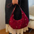Texturiertes Wildleder Hobo Bag mit dekorativen Nieten Brehn