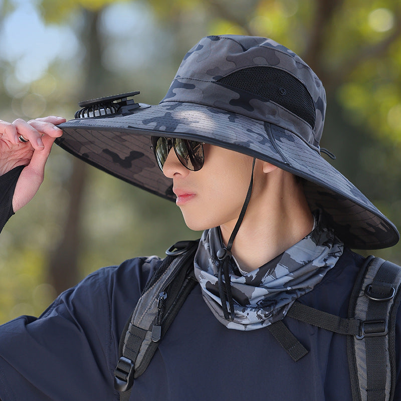 breite Krempe Outdoor-Sonnenhut mit UV-Schutz, atmungsaktivem Netz und verstellbarem Kinnriemen Brehn