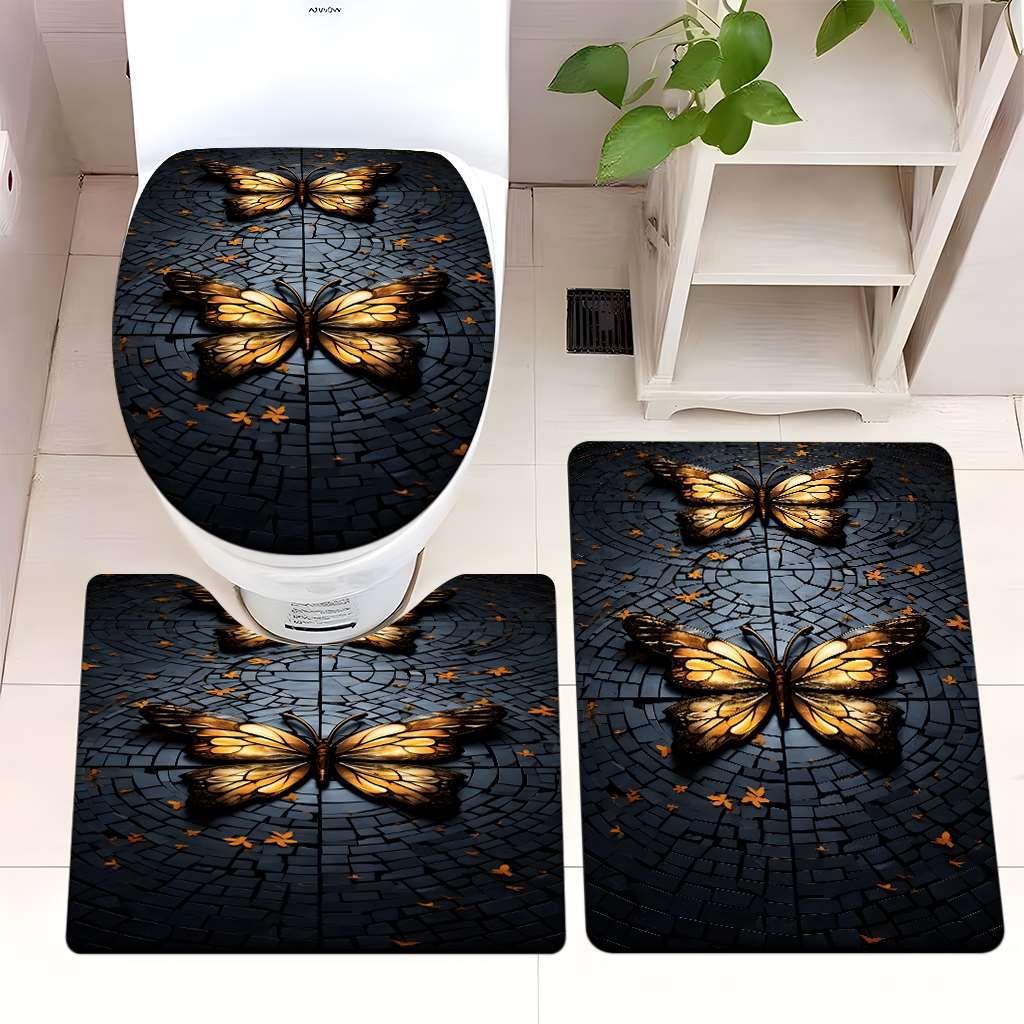 Dekorative Stein und Schmetterling Badezimmermatte Set Brehn