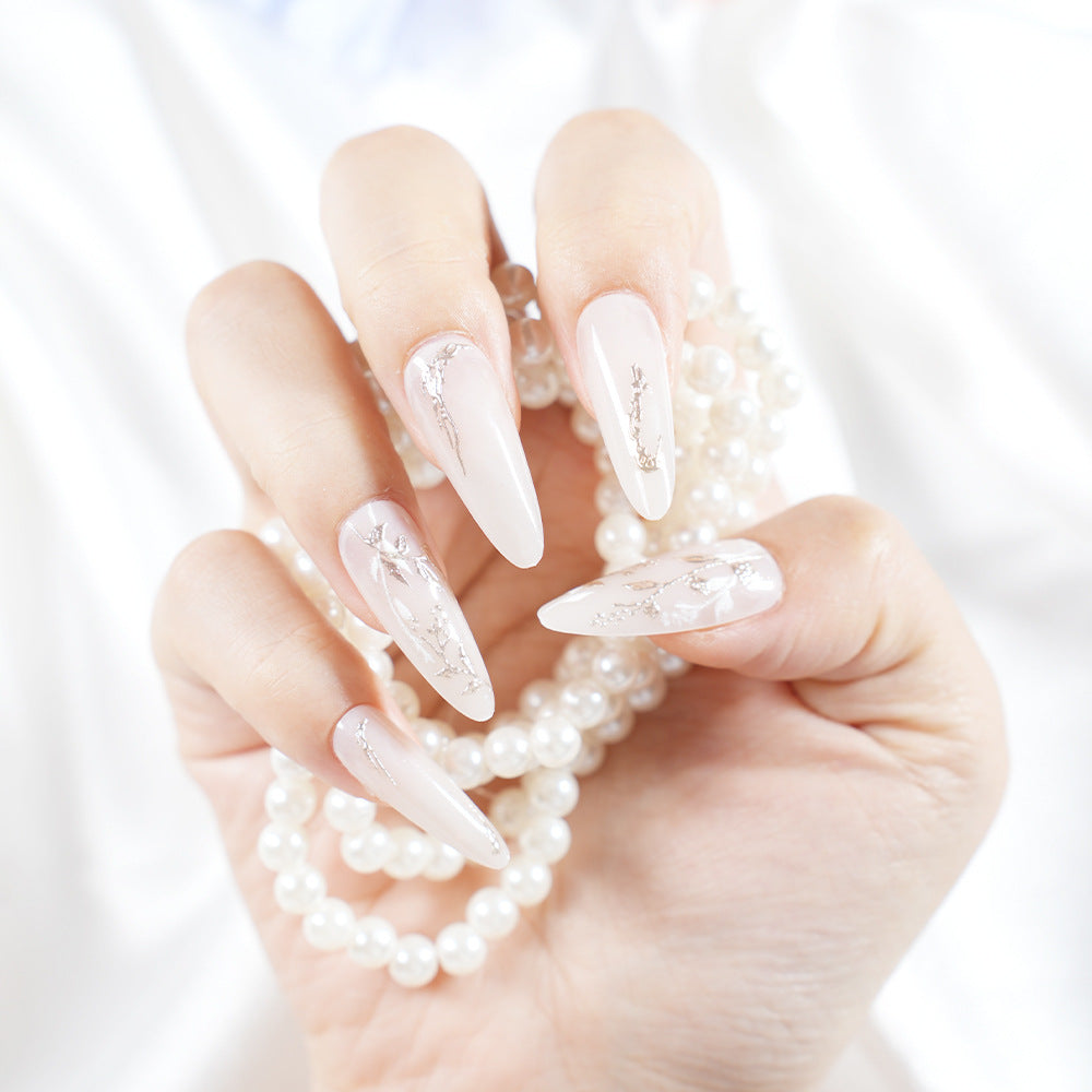 Elegantes Blumenspitzen-Press-On-Nagelset Brehn