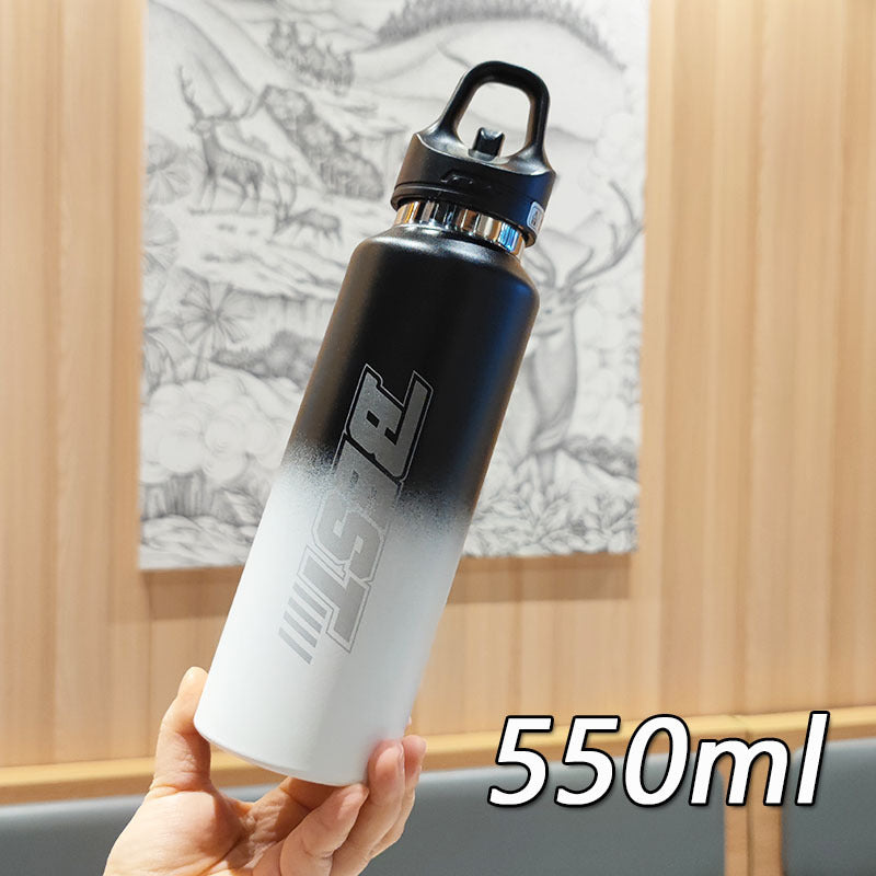 Damen nachhaltige Edelstahltrinkflasche mit auslaufsicherem Deckel und Griff Brehn