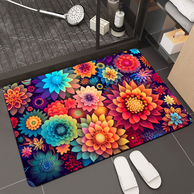 Floral Design Memory Foam Badteppich Brehn
