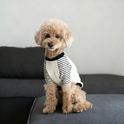 Gestreiftes Raglanärmel-Hund T-Shirt