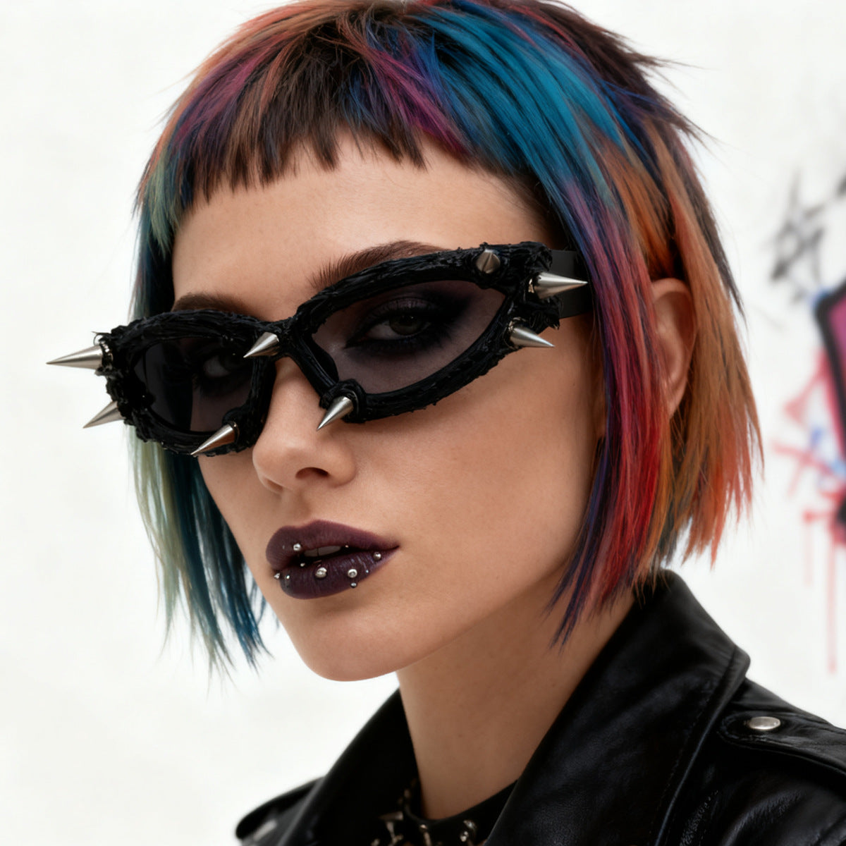 Damen extravagante Mode-Sonnenbrille mit einzigartigem Spikes-Design Brehn