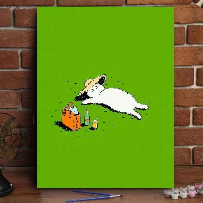 Verspielte Katze gießende Pflanzen Leinwandkunst Brehn