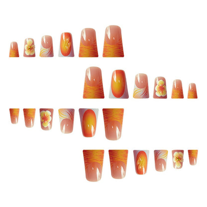 Künstlerisches Floral Press-On Nails Set Brehn