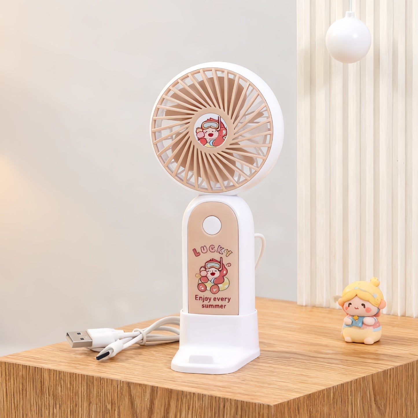 Damen Tragbarer USB-Handventilator mit niedlichem Motiv Brehn