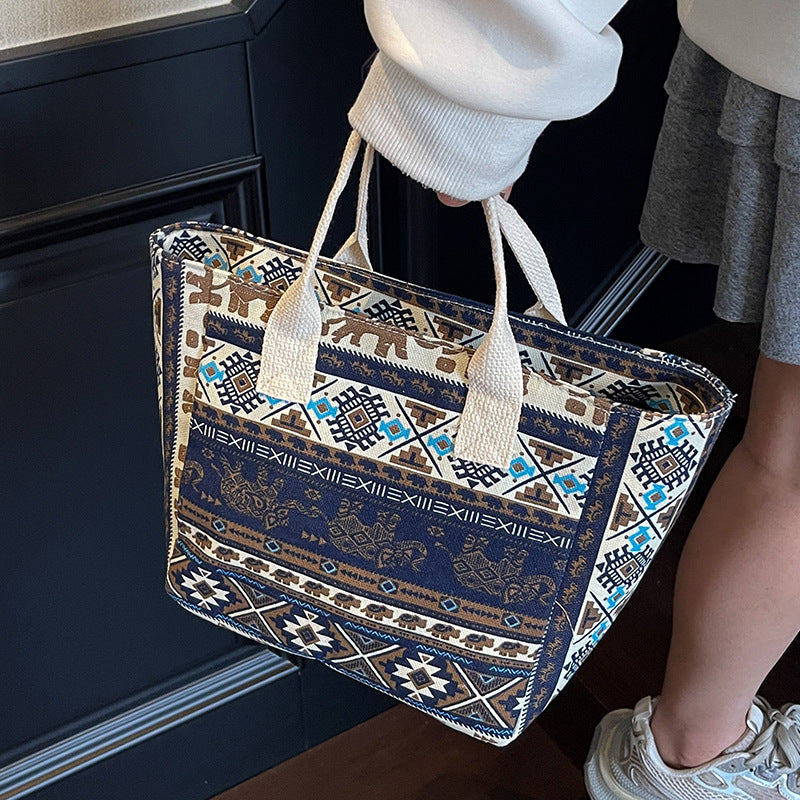 Geometrisches Druck-Canvas-Shopper-Bag
