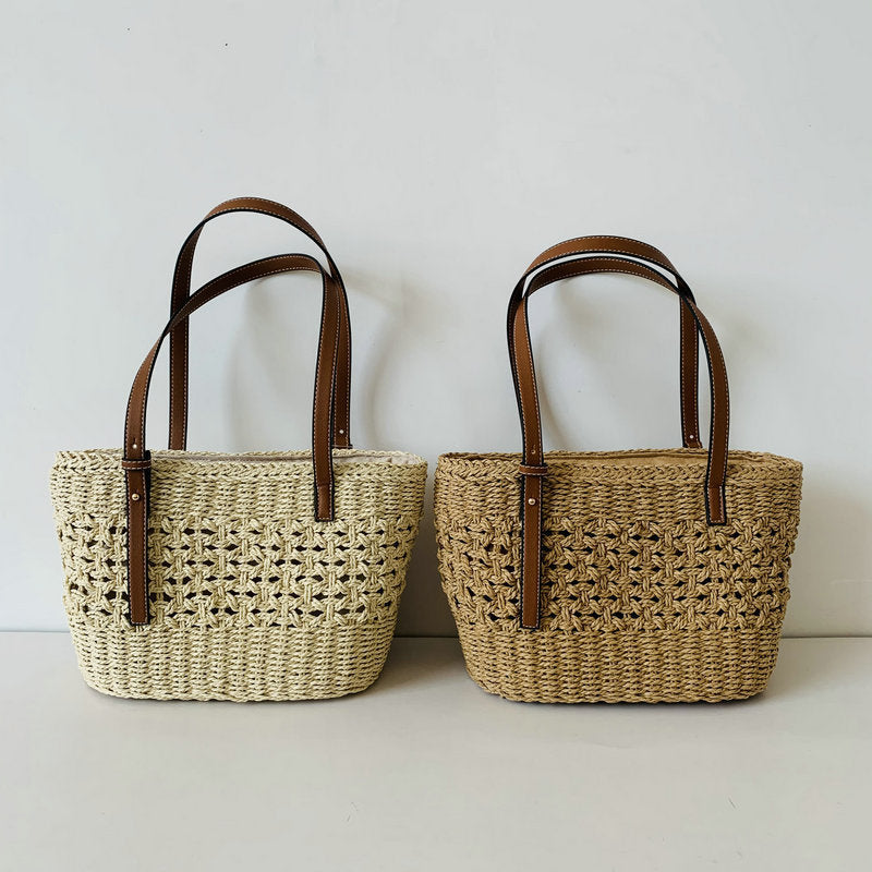 Handgefertigte Strandtasche mit Hochwertigen Ledergriffen Brehn
