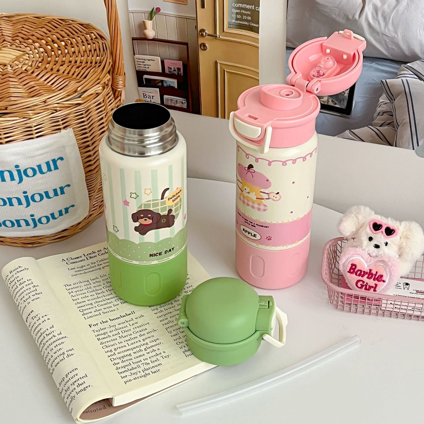 Damen Isolierte Trinkflasche mit fröhlichem Hundedesign Brehn