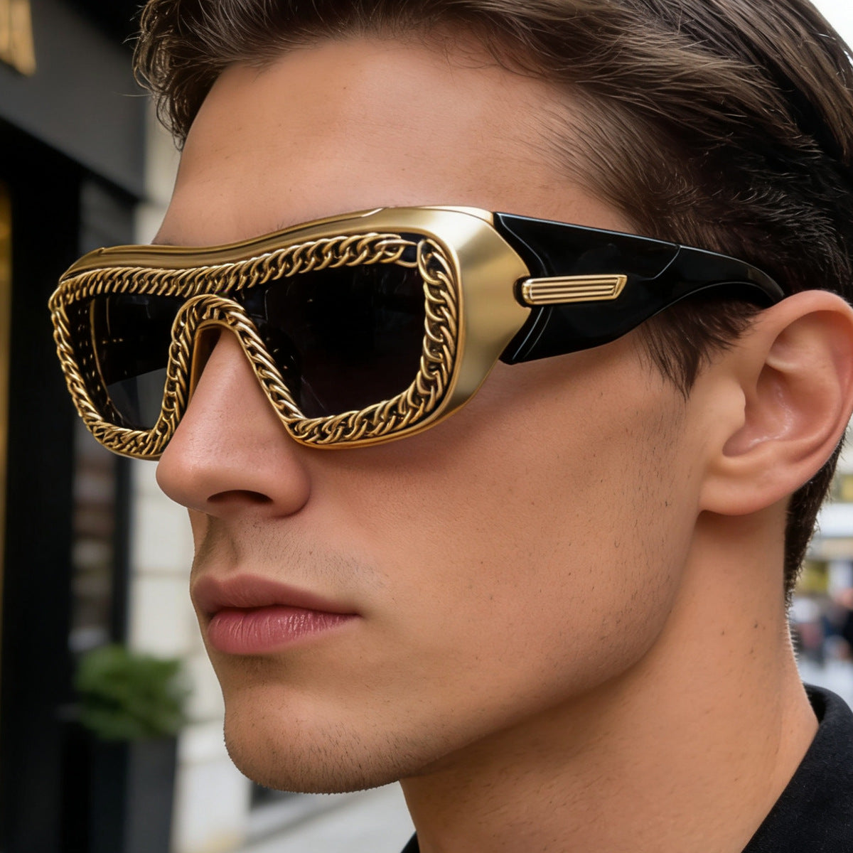 Damen Sonnenbrille mit einzigartigem Kettenrahmen Brehn