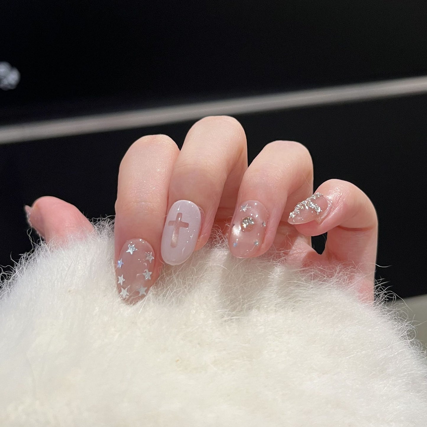 Künstlerischer Glitter-Akzent Press-On Nagel Set Brehn