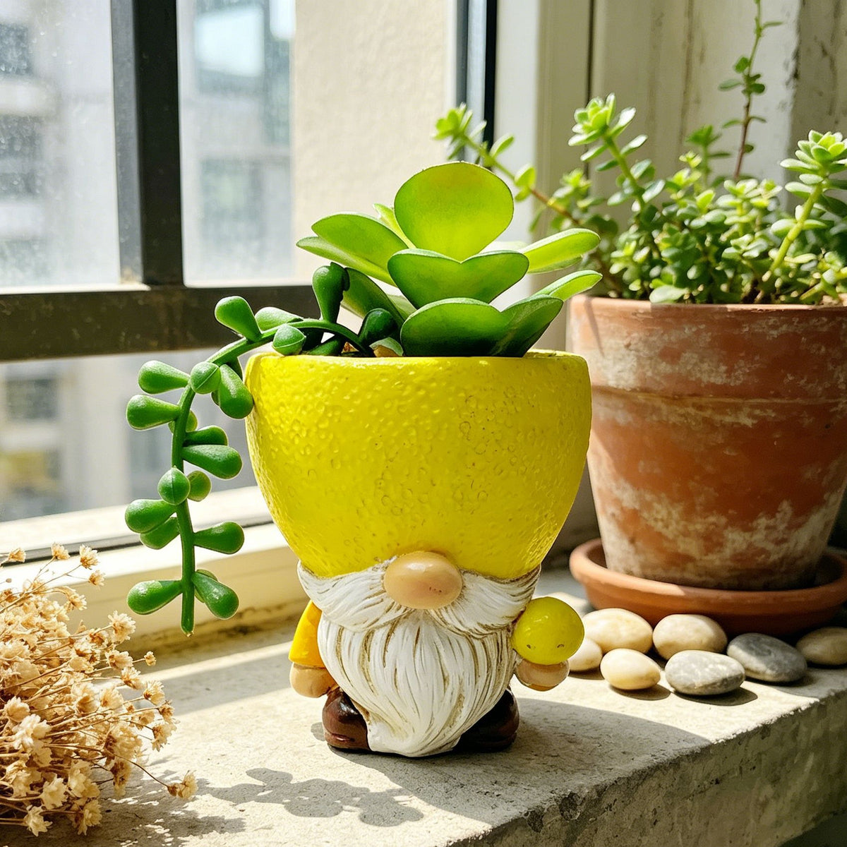 Originelle Blumentopffigur mit Zwergmotiv Brehn