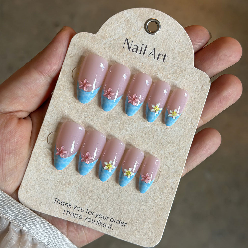 Floral Print Press-On Nail Set Brehn