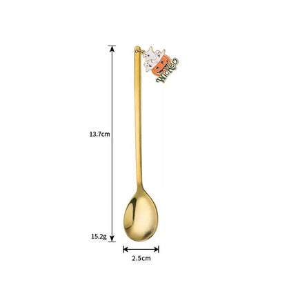 Langer Bar‑Löffel Cocktail‑Rührlöffel aus Edelstahl mit Halloween‑Geistmotiv