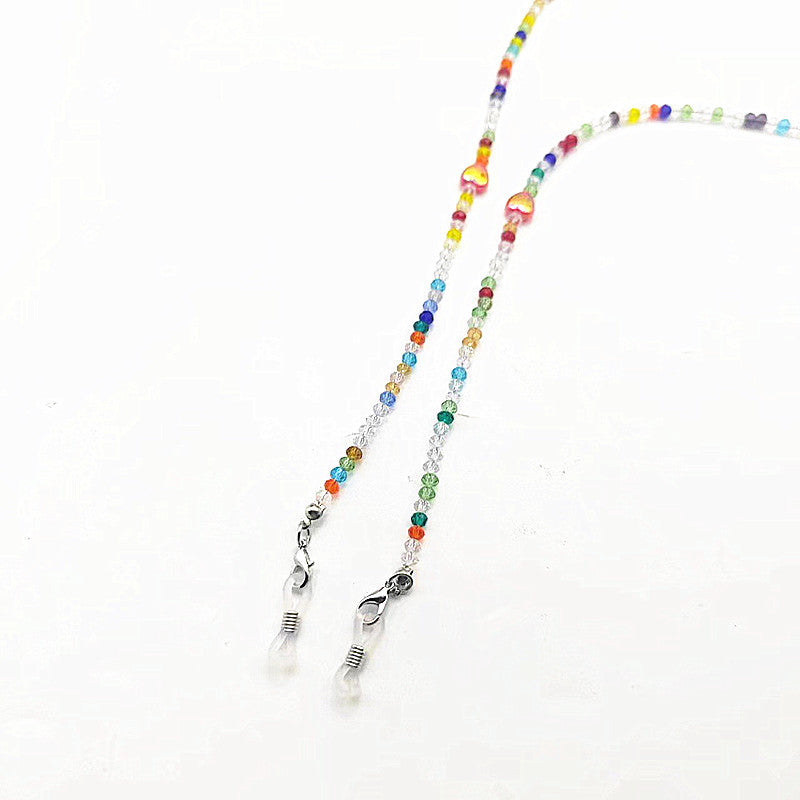 Bunte Glaskette mit Herzanhänger Brehn