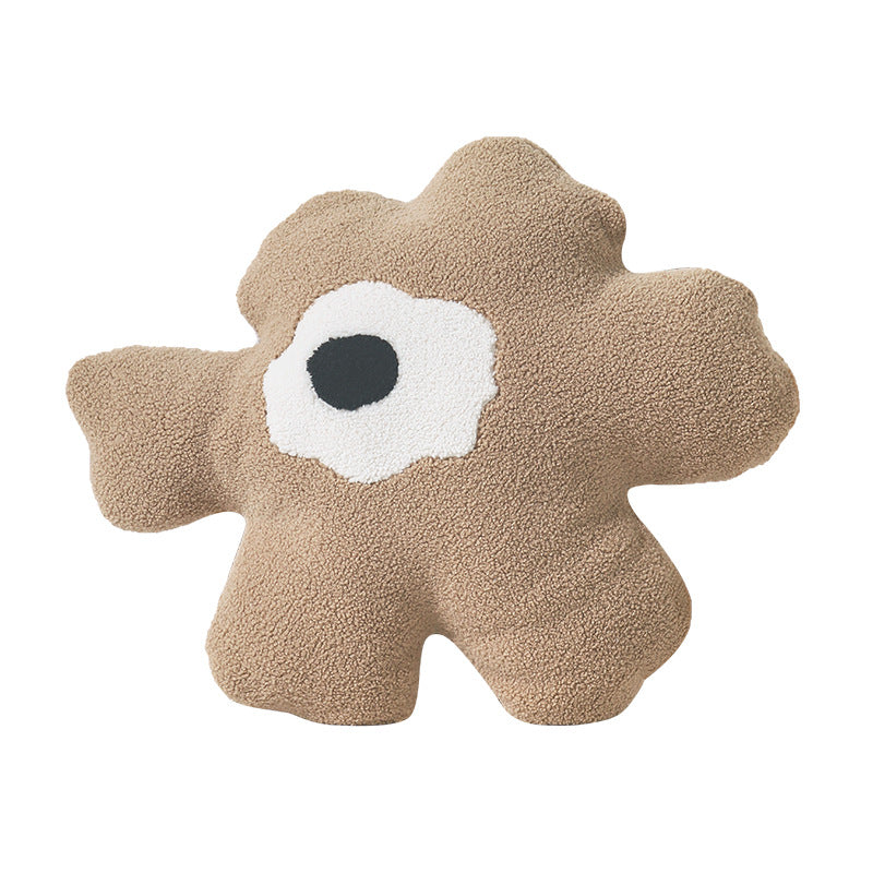 Kuscheliges Dekoratives Plüschkissen in organischer Blumenform mit Tufting-Mittelpunkt Brehn