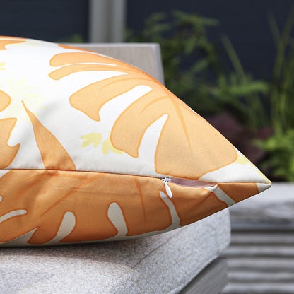 Quadratischer Outdoor-Kissenbezug aus wasserabweisendem Polyester mit tropischem Monstera-Print Brehn