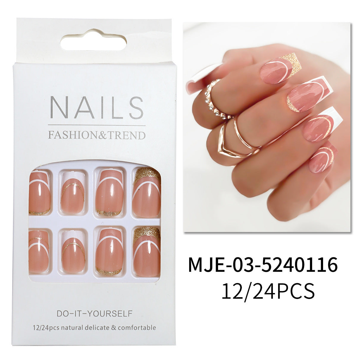 Elegantes französisches Tipp-Press-On-Nagelset Brehn 1787225130
