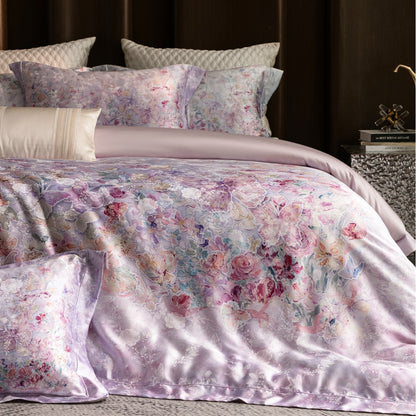 Luxuriöses florales Satin-Gefühl Bettbezug-Set