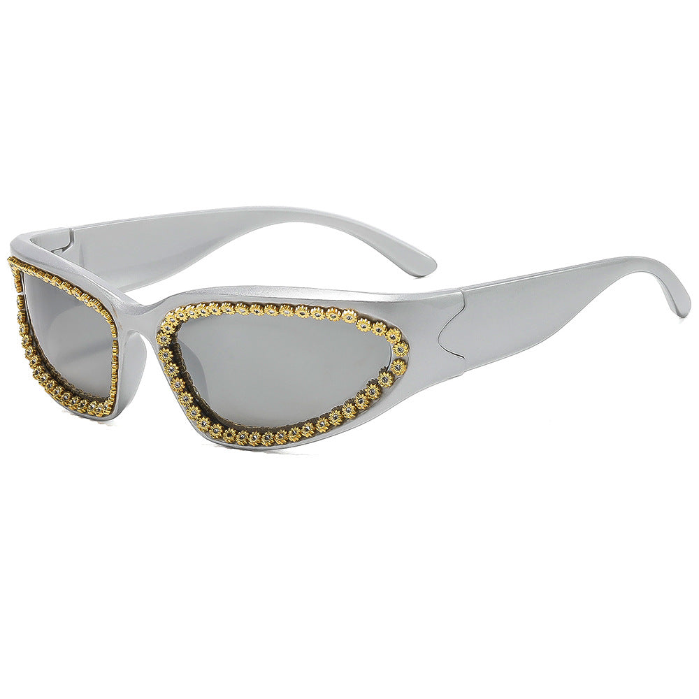 Damen modische Sonnenbrille mit glamourösem Kristallrahmen Brehn