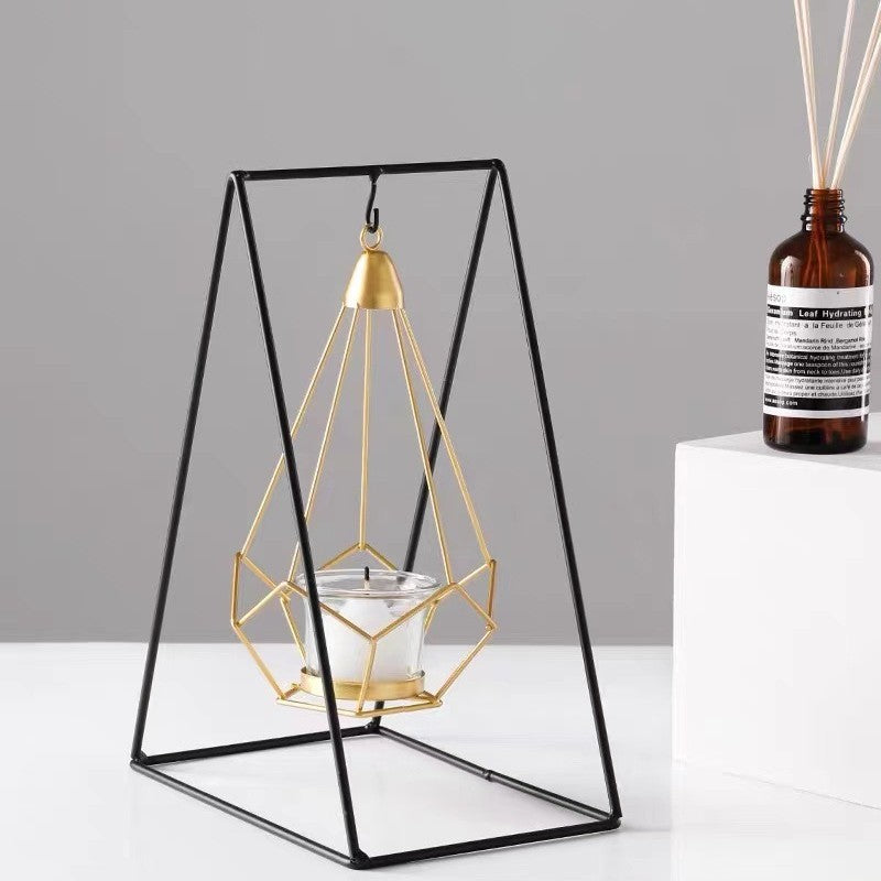 Dekoratives geometrisches hängendes Teelichthalter-Set mit Metallständern und Glasvotivhaltern Brehn